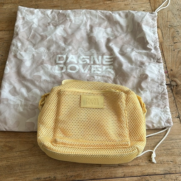 Dagne Dover Yellow Air Mesh Minimalist Crossbody Bag with Dust Bag - Picture 4 of 17